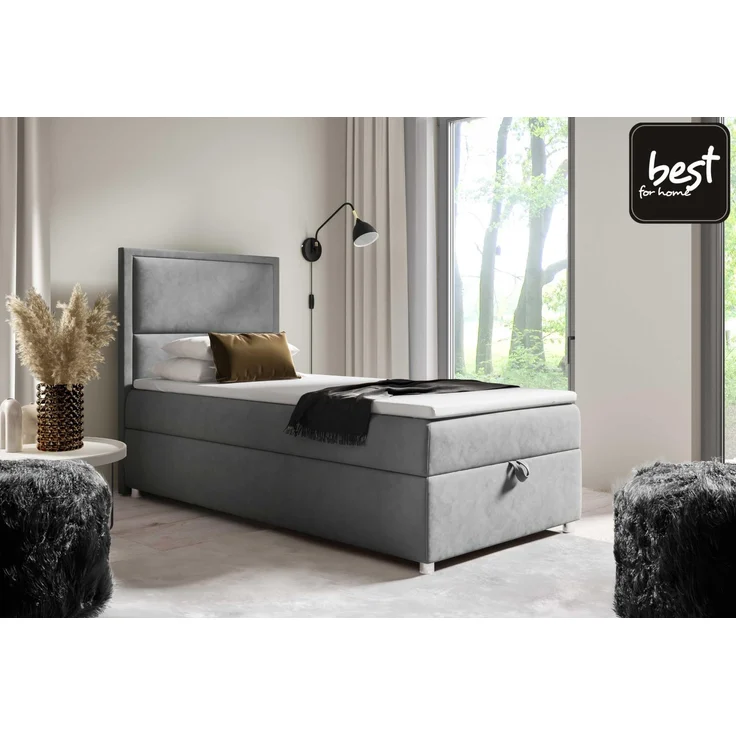 Best for Home Boxspringbett K11 SINGLE mit Bettkasten (Grau 90x200) – Bild 2