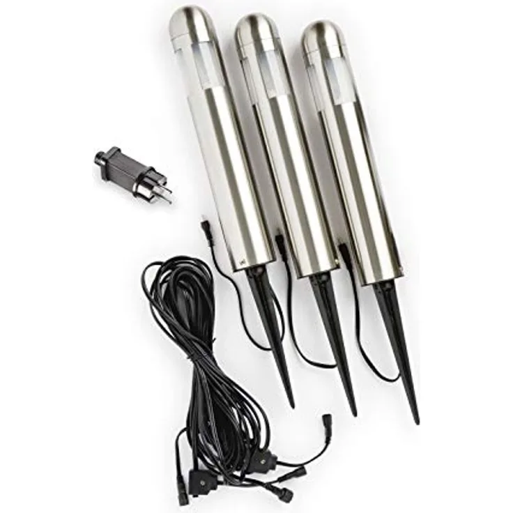 KONSTSMIDE No. 7451-000 Outdoor Amalfi High Power LED Erdspießleuchten 3er-Set Edelstahl