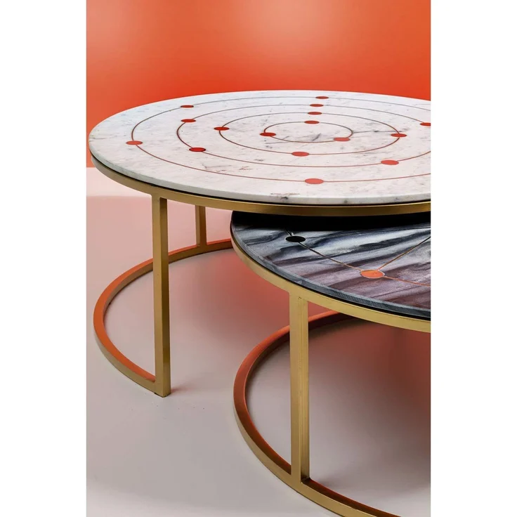 Kare Design Beistelltisch Mystic Round, 2-er Set, Durchmesser 90cm , Marmor Beistelltisch, edel und dezent, Kaffeetisch, (H/B/T) 55 x 90 x 90 cm – Bild 6