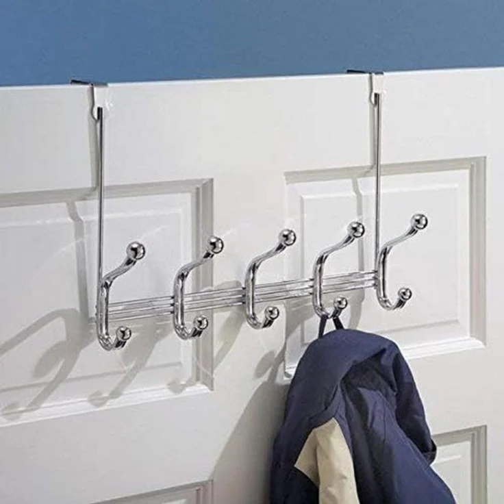 Hakenleiste Tür chrom 10 Haken Türgarderobe Garderobe Handtuchleiste Bad mDesign – Bild 3