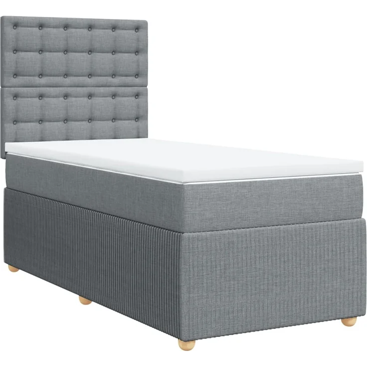 vidaXL Boxspringbett mit Matratze Hellgrau 90x190 cm Stoff 3294225 – Bild 3