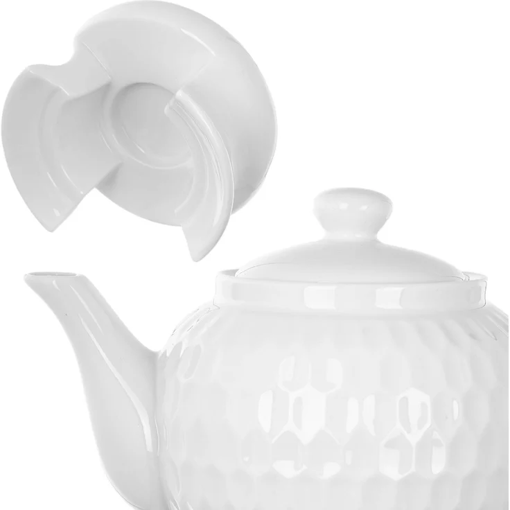 KADAX Teekanne 900ml mit Stövchen Set, Kaffeekanne aus Keramik mit Deckel, Griff und Teestövchen, Kanne mit Teelicht Wärmer für Tee, Teeservice (Weiß II) – Bild 9