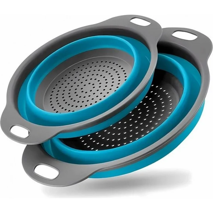 König Design Seiher 2er Set Faltbares Küchensieb Nudelsieb, Silikon / Kunststoff, (Set, 2-St, 2 Größen), Seiher Sieb, Küche Silikon Klappbar Abtropfsieb Nudelsieb – Bild 4