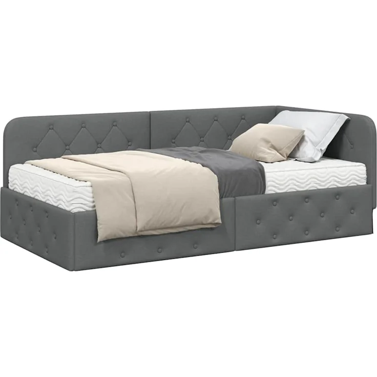 vidaXL Eckbettgestell Dunkelgrau 90 x 200 cm Stoff 3394046 – Bild 2