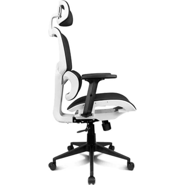 DRIFT GAMING DRAIR200 - Professioneller Gaming Chair, hochwertiges Mesh und verstärktes Polymer, 2D verstellbare gepolsterte Armlehnen, Klasse 4 Kolben, drehbar, neigbar, weiß/schwarz/rot. – Bild 5