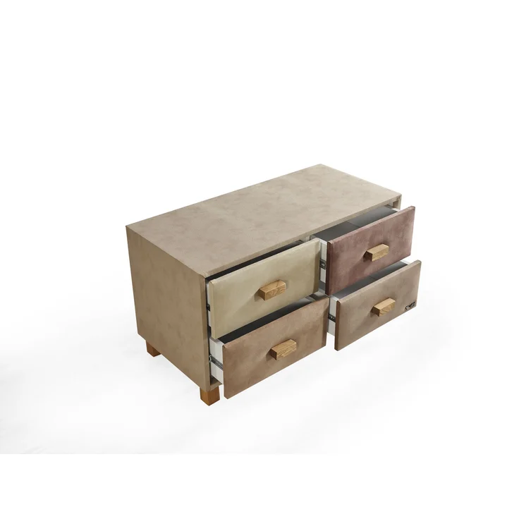 Schlafzimmer-Set "Liliana" – Bett mit Bettkasten, Hocker, Kommode und Matratze-Braun – Bild 10