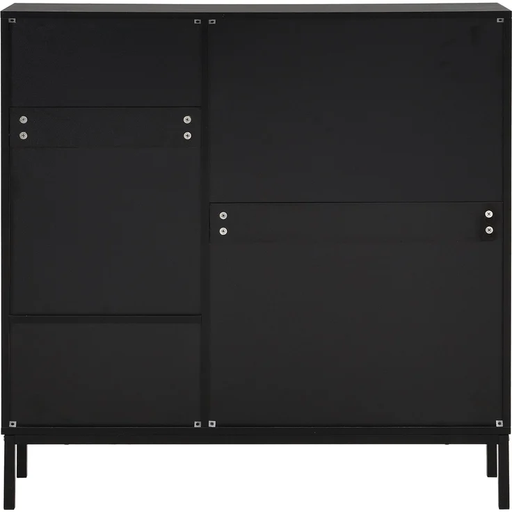 ZUBALIYA Schuhschrank (100 x 25 x 100 cm), 3 Klappfächer, Offener Stauraum, Stauraum für Flur und Eingangsbereich, Schwarz / Naturfarben – Bild 19