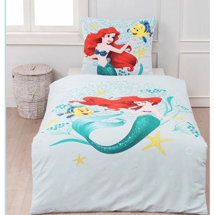 MTOnlinehandel Kinderbettwäsche Disney Arielle Meerjungfrau, Flanell, Biber, 2 teilig, Disney's Mermaid Prinzessin Mädchen-Bettwäsche – Bild 3
