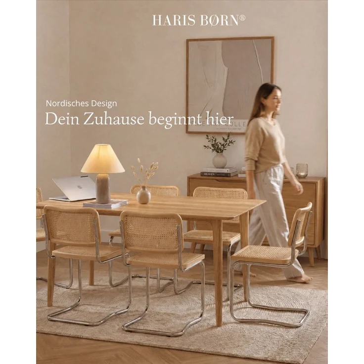 Haris Børn Freischwinger Wiener Geflecht SKØR - Handgefertigt in Italien - Premium Schwingstuhl (Set, 2 St), Buche ohne Armlehnen - Freischwinger Stühle - Rattanstühle Esszimmer – Bild 3