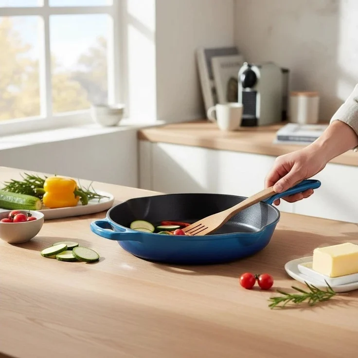 Le Creuset Brat-u.Servierpfanne Signature hoch 26 cm Azure - Blau - 25 bis 28 cm – Bild 4