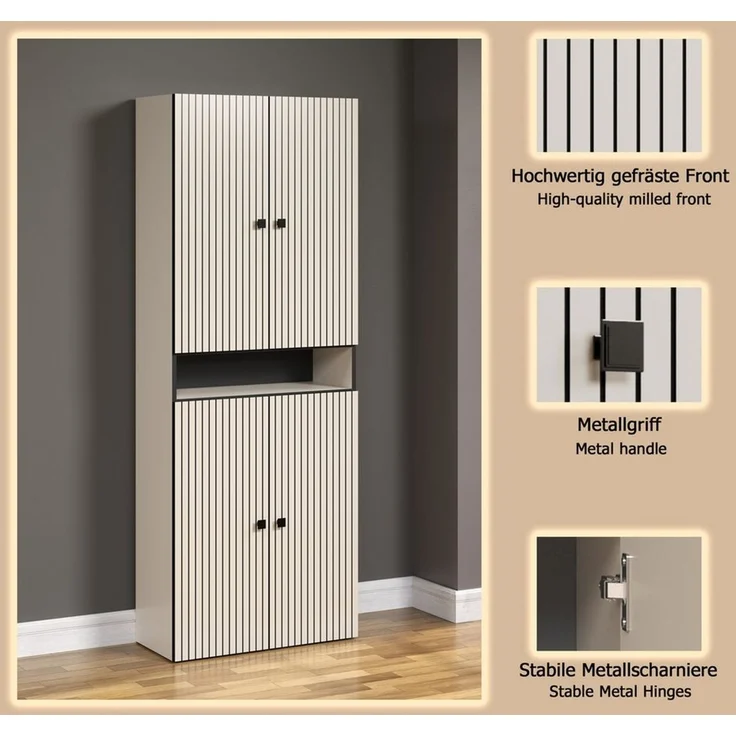 welltime Hochschrank Amrum Badezimmerschrank mit und ohne Schublade - (B/T/H) 40-70/31/186 cm – Bild 3