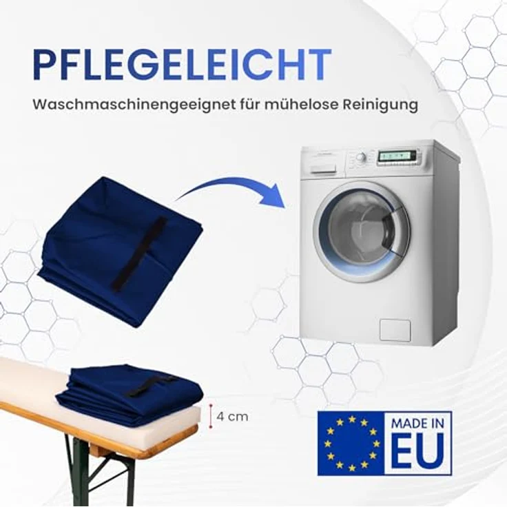 TexDeko Bankauflage Bierbankauflage (Einzeln) für Bierzeltgarnitur zum selber aufziehen, (1 St), 220x25x2cm/4cm, Top Qualität – Bild 6