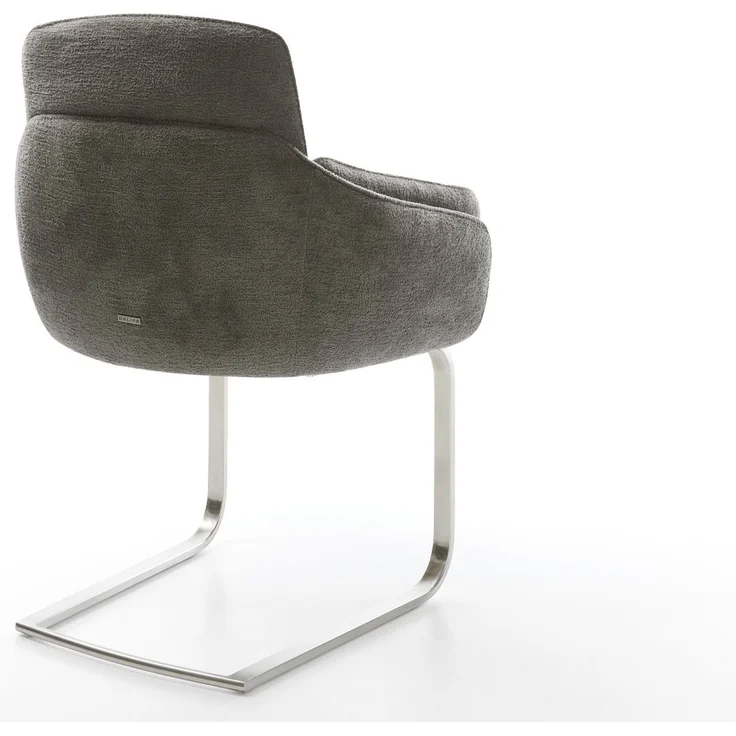 Freischwinger Luan-Flex mit Armlehnen Bouclé Soft Schlamm Freischwinger flach Edelstahl – Bild 5