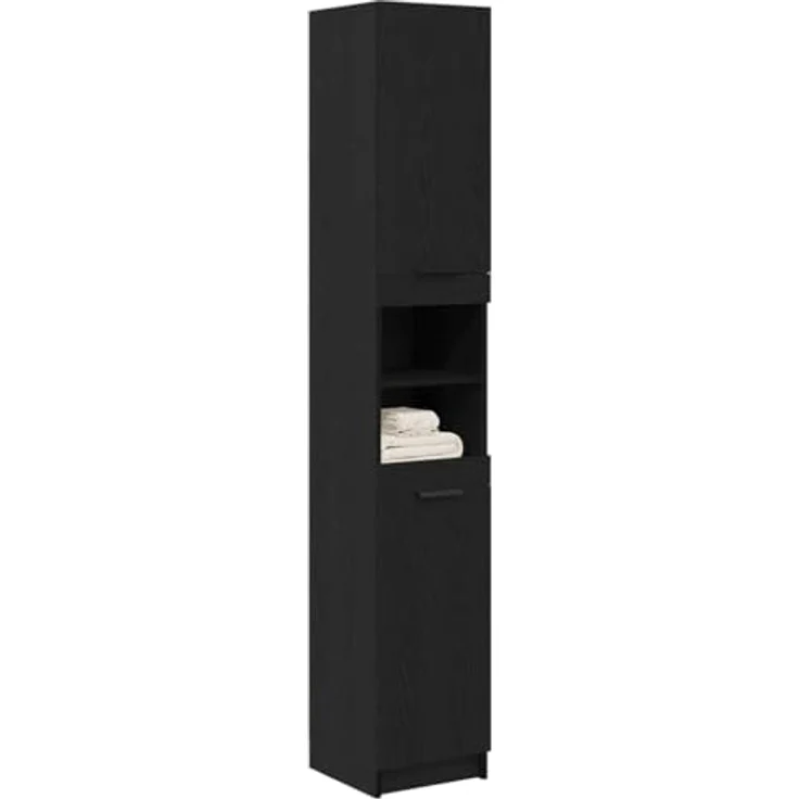 vidaXL Badezimmerschrank Schwarz Eichen-Optik 32 x 34 x 188,5 cm 862097 – Bild 2