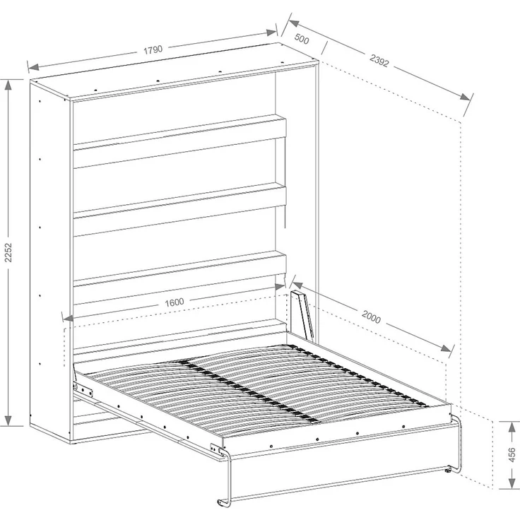 Vente-unique - RAPILI - Schrankbett - Metall - Schwarz, Beige - 179 x 239.2 x 225.2 cm – Bild 8