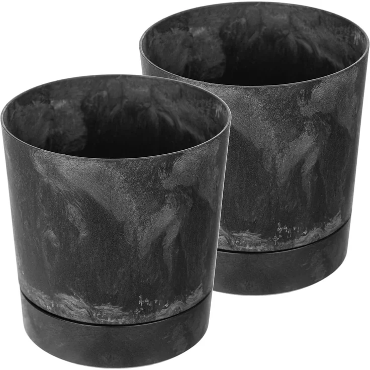 KADAX Blumentopf mit Ständer AURA 200 recycelt - schwarzer Beton 2er-Pack – Bild 3