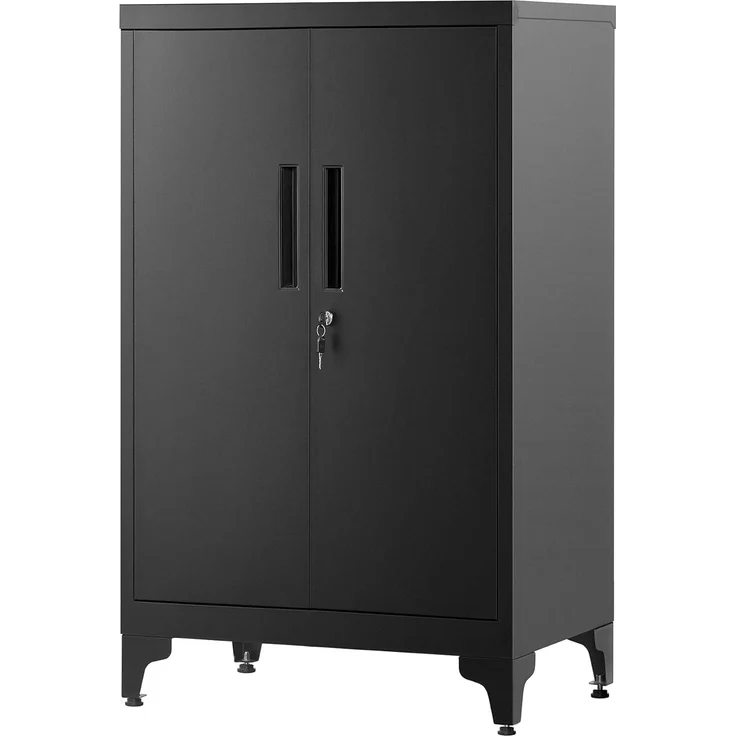 Songmics Aktenschrank, Mehrzweckschrank, Büroschrank mit 2 Türen, Schrank abschließbar, Stahl, tintenschwarz, 40 x 60 x 90 cm – Bild 1