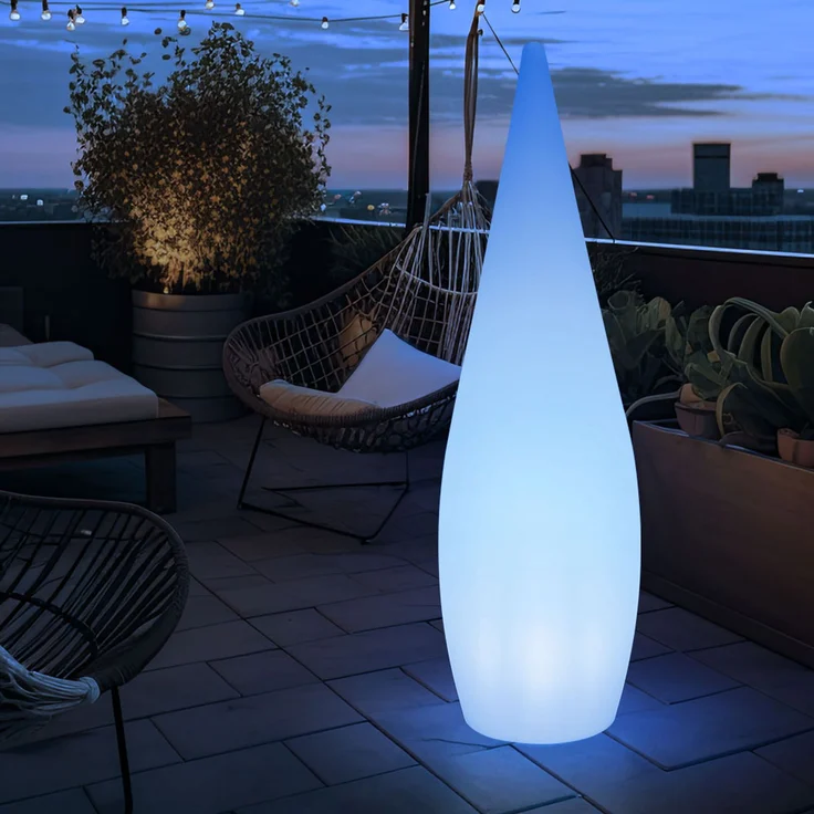 RGB LED Stehleuchte, Tropfen Design, Fernbedienung, H 120 cm – Bild 8