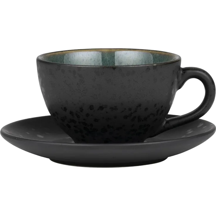 Bitz Tasse mit Untertasse schwarz / grün 0,22 l