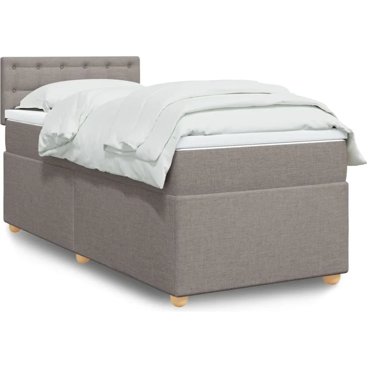 vidaXL Boxspringbett mit Matratze Taupe 90x200 cm Stoff 3288881 – Bild 1