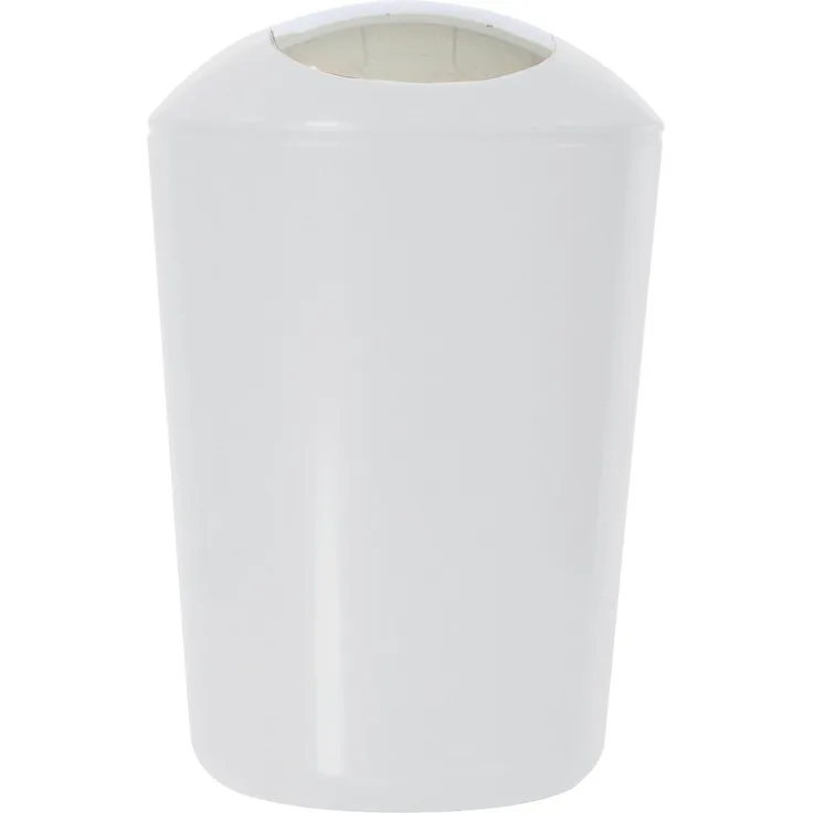 axentia Schwingdeckeleimer, ca. 5 L Kosmetikeimer aus weißem Kunststoff, geruchshemmender Mülleimer mit verchromtem Schwingdeckel