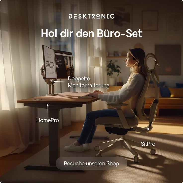 Desktronic HomePro Elektrisch höhenverstellbarer Schreibtisch 200x80cm Grau/Walnuss mit Memory-Funktion, Anti-Kollisions Technologie, USB-A und USB-C-Ladeanschlüssen – Bild 9