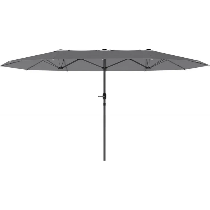 Outsunny Sonnenschirm 436 x 260 cm, UV Schutz, aus Stahl, mit Handkurbel, LxB: 436x260 cm, Doppelsonnenschirm, oval Balkonschirm, für Strand, Balkon, Garten, Dunkelgrau