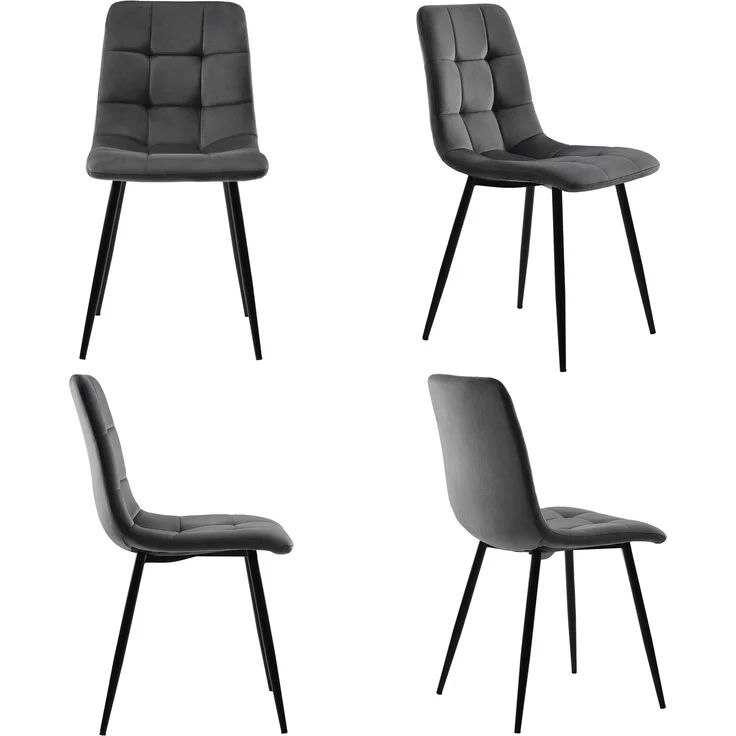 Merax Esstisch 117*68*75cm mit 4er Set Samt Esszimmerstuhl, Essgruppe, (5-tlg, mit Metallbeine und MDF Platte), Grau – Bild 5
