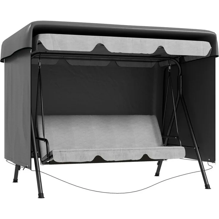Outsunny Gartenmöbel-Schutzhülle mit Reißverschluss (Hollywoodschaukel Abdeckung, 1-St, Abdeckplane), für Gartenmöbel, Hängesessel, 215 x 155 x 150 cm Dunkelgrau