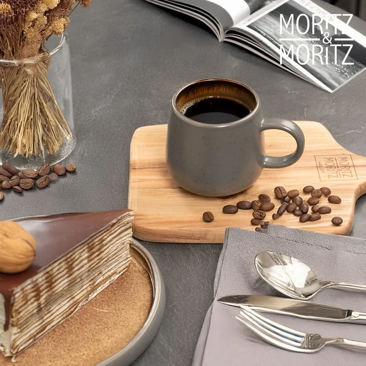 Moritz & Moritz SOLID Kaffeebecher 6er - Grau/Amber – Bild 8