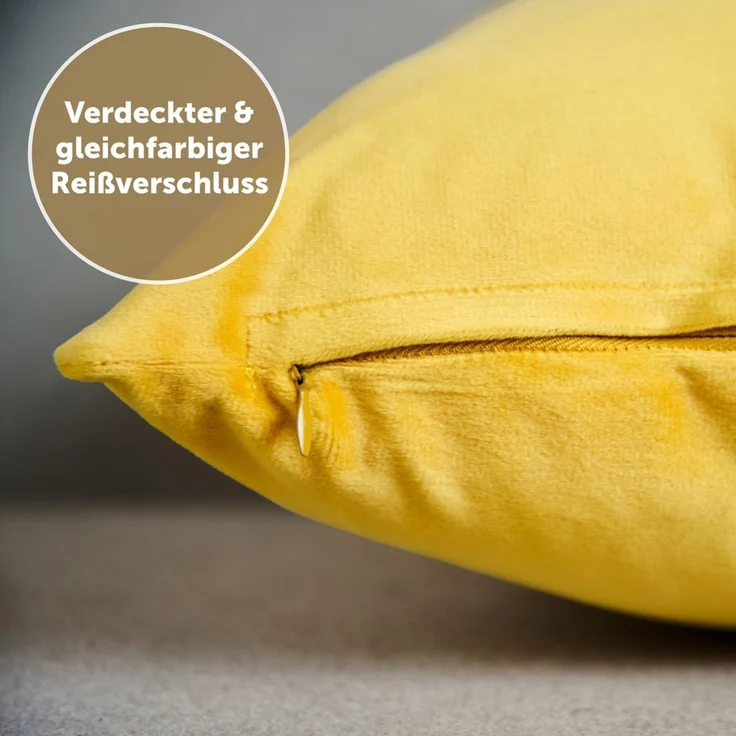 Blumtal Kissenbezug 2er Set - dekorativer Samt Kissenbezug mit verstecktem Reißverschluss, Kissenhülle für Zierkissen, waschbar – Bild 4