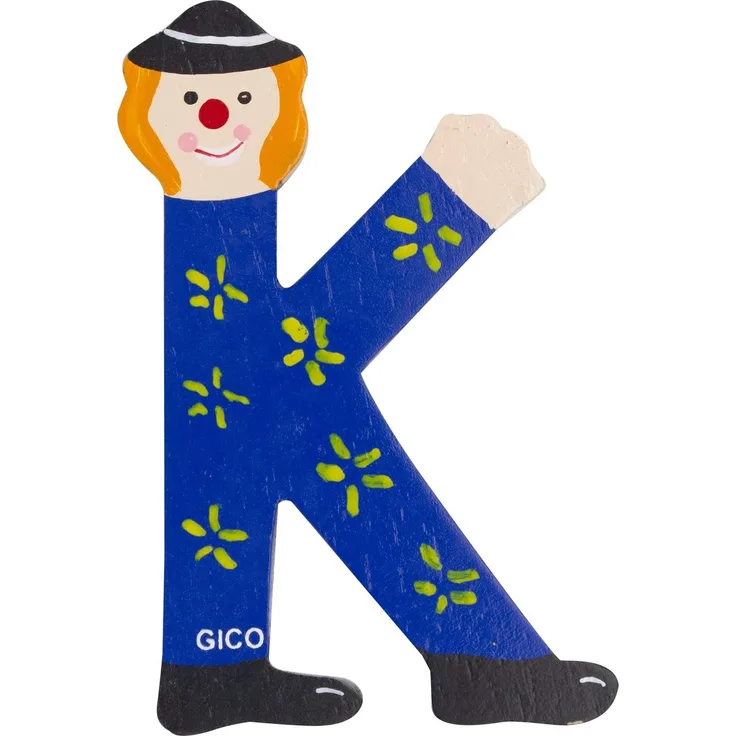 Holzbuchstaben Name Kinderzimmer groß Deko für die Tür, lustige Clowns, A-Z, Höhe ca. 9 cm, Holz Buchstabe 7361 (K)