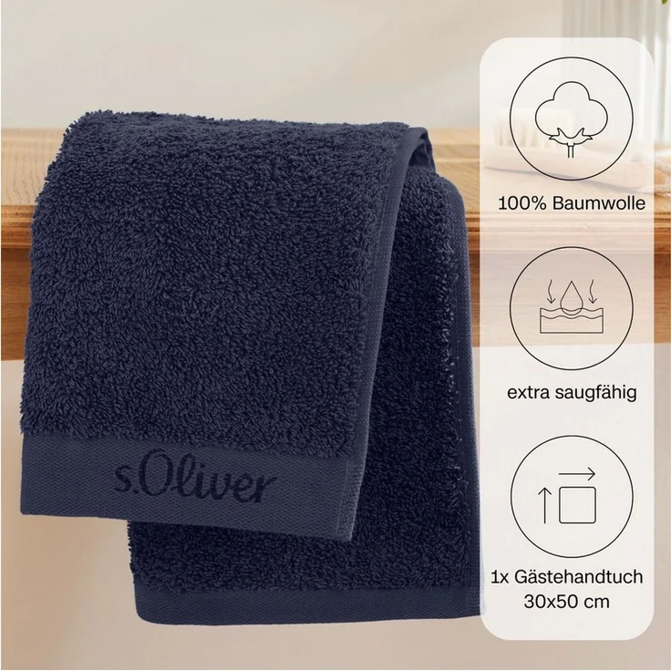 s.Oliver Gästehandtuch s.Oliver, Premium Qualität, 600 gr/m², auch als Sets erhältlich, Walkfrottier (1-St), große Farbauswahl, auch als Duschtuch, Waschhandschuh, Handtuch – Bild 2