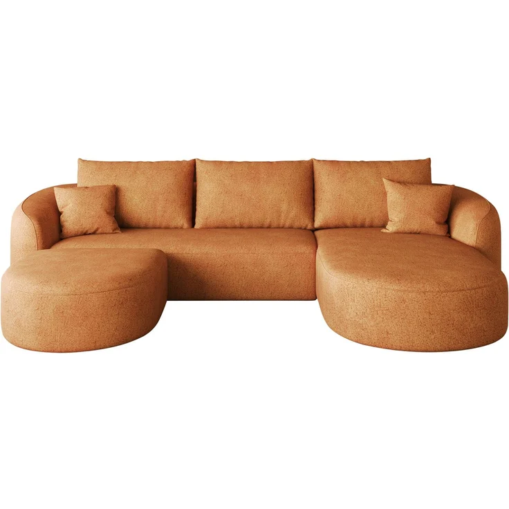 U-förmiges Ecksofa 266x168x85 cm in Orange mit weichem Chenille-Bezug, montagefrei – Bild 6