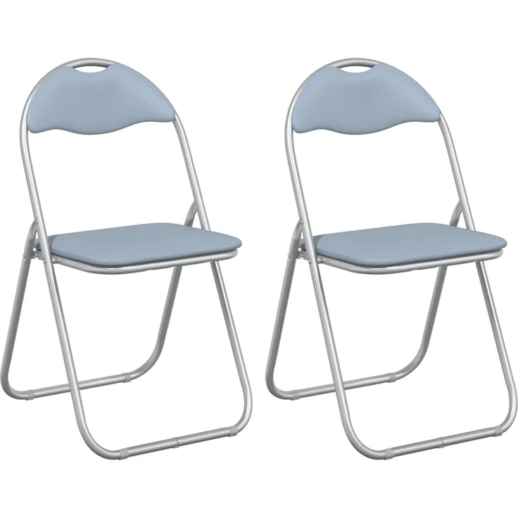 vidaXL Klappstuhl 2 pcs Grau 48 x 43,5 x 81 cm Kunstleder 42029046 – Bild 2