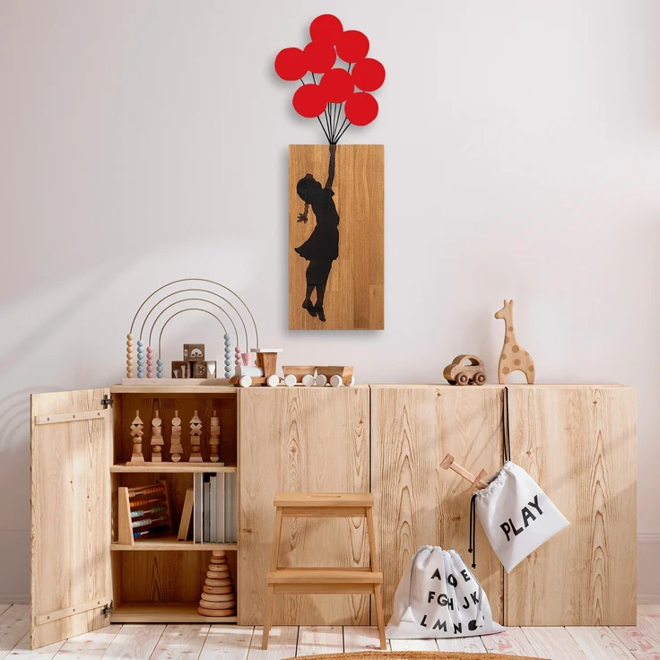 dekoratives Wandaccessoire aus Holz, 'Ma-368', 70 x 3 x 62, Nussbaum, Schwarz – Bild 2