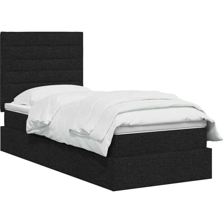 vidaXL LED-Speicherbett mit Matratze Schwarz 100 x 200 cm Stoff 3459863 – Bild 3