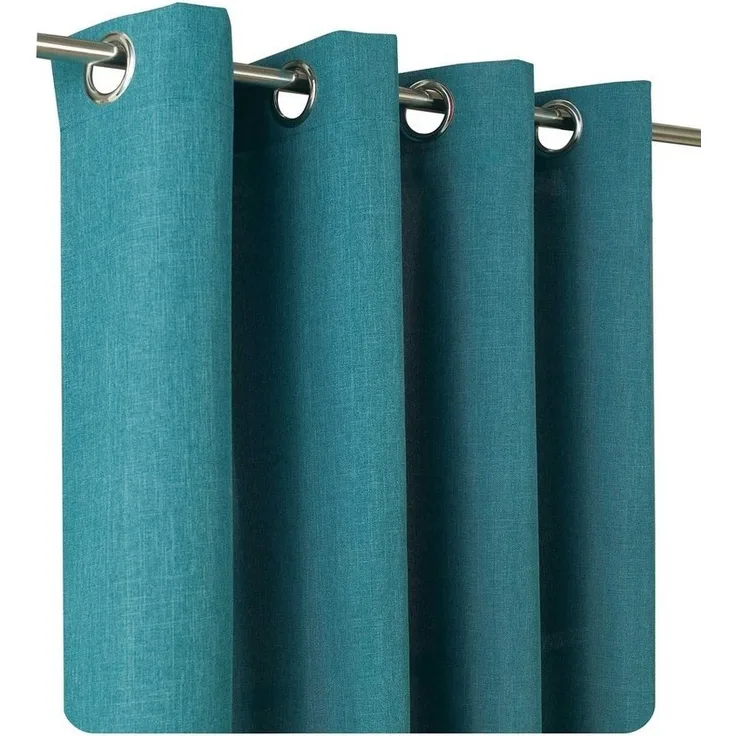 Haus und Deko Gardine Vorhang Leinenoptik 140x245 cm Ösen 2er Set blickdicht Struktur uni, Ösen (2 St), blickdicht, Polyester