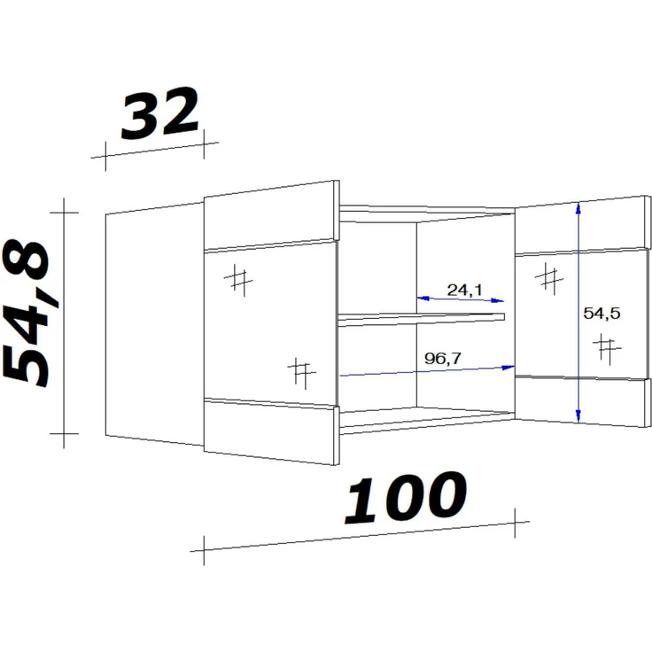 Flex-Well Glashängeschrank Lund (B x H x T) 100 x 54,8 x 32 cm, individuell kombinierbar – Bild 3