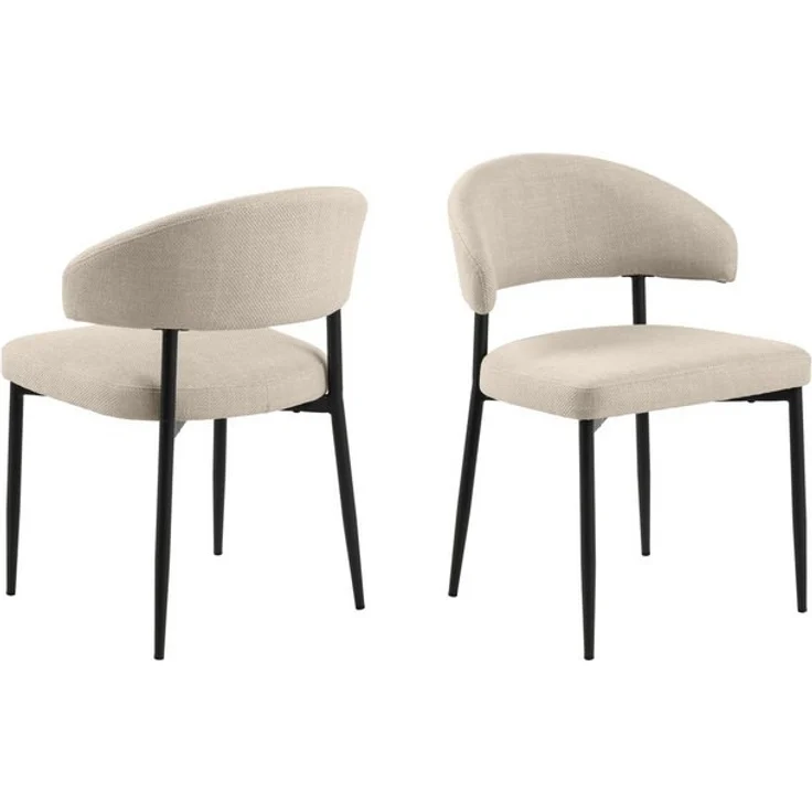 Polsterstuhl >Edina< (2er-Set) in Beige, Polyester,Stahl - 56x77x55cm (BxHxT) – Bild 4