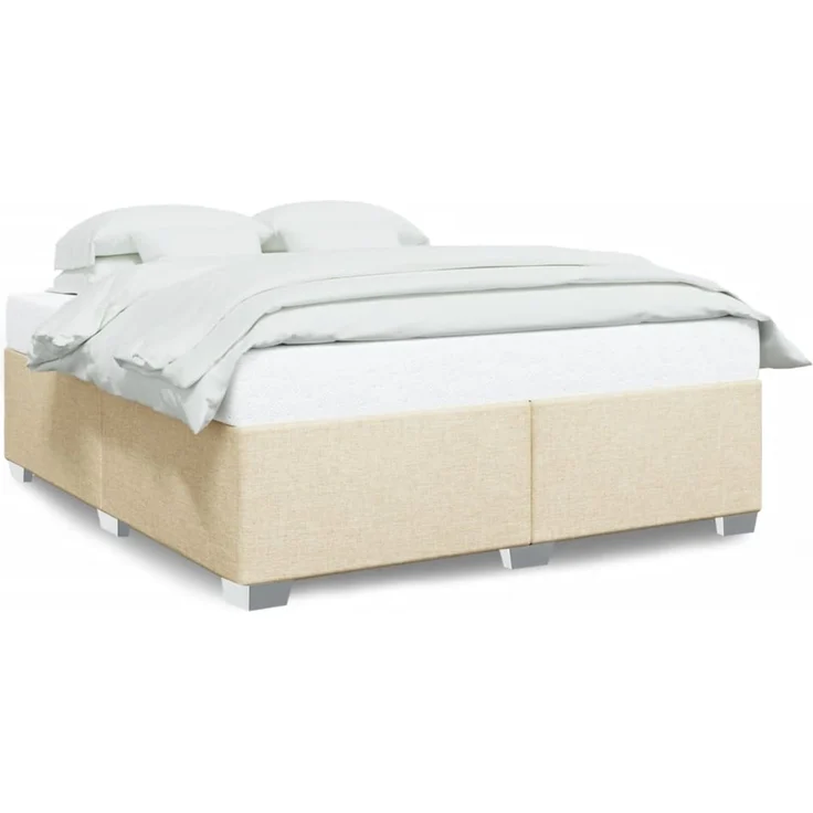 vidaXL Bettgestell ohne Matratze Creme 200x200 cm Stoff 3284504 – Bild 1
