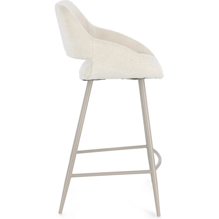 Barhocker Florence 2er-Set aus Stoff, modern mit Fußstütze, beige Sand, gepolstert – Bild 3