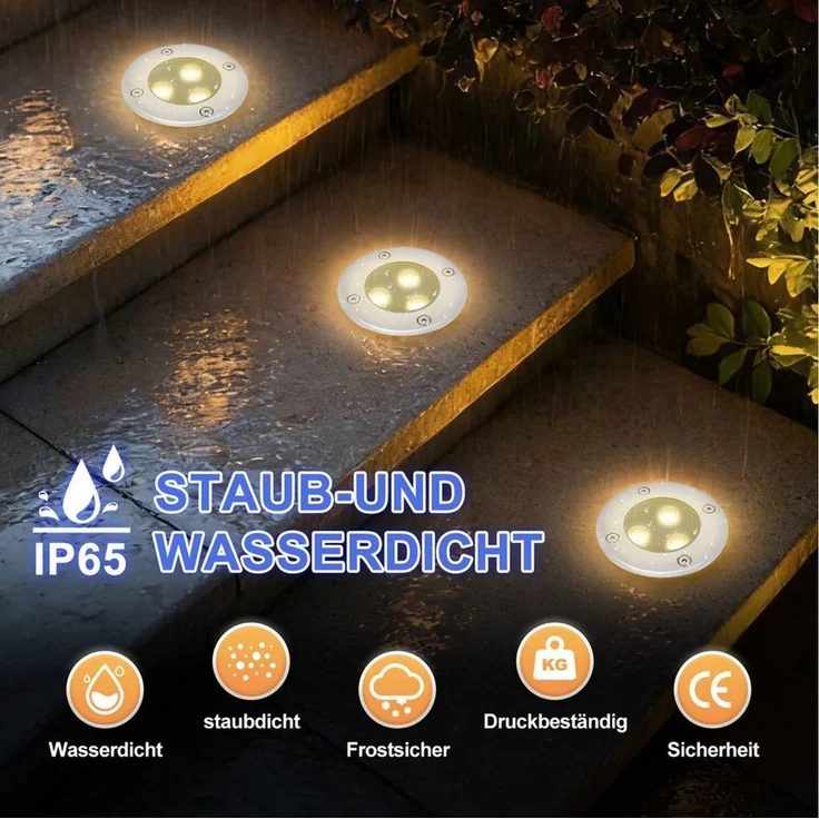 Clanmacy Gartenstrahler 3W LED Bodenleuchte Bodenstrahler Außen-Beleuchtung IP65 Warmweiß – Bild 4
