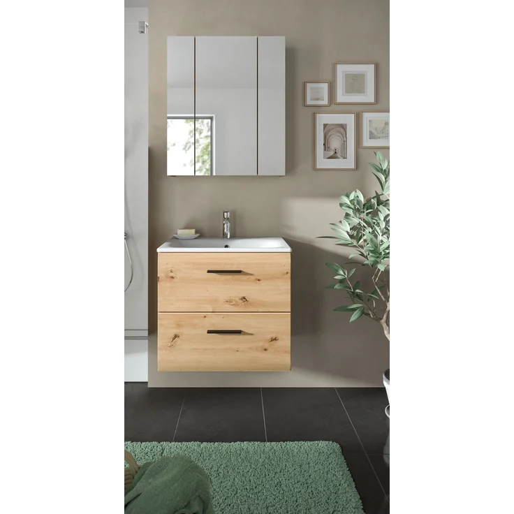 Badezimmer-Set >Ice< in artisan oak - 60x185x46cm (BxHxT) – Bild 1