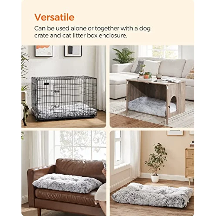Feandrea Hundebett, Hundekissen, Flauschige Hundematte, Langer Plüsch, 80x50 cm, weiche Polsterung, maschinenwaschbar, multifunktional, Ombré-Grau PGW201G01 – Bild 5