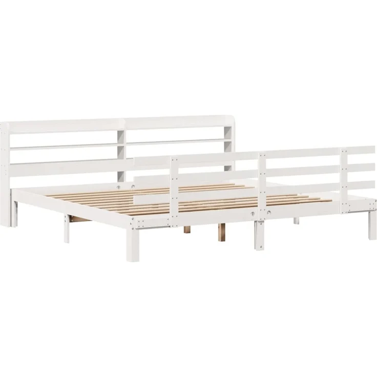 Doppelbett, Bettgestell Modernen mit Kopfteil ohne Matratze Weiß 180x200 cm d1038e – Bild 3