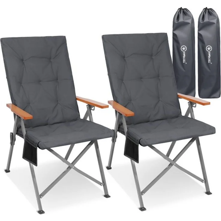 HOMECALL Campingstuhl Faltbar Hochlehner Luxus Klappstuhl mit 4,5cm Dicke Gepolstert (150kg Belastbar mit 3 Positionen Verstellbar Angelstuhl, 2 St), für Garten Balkon Wohnmobil – Bild 4