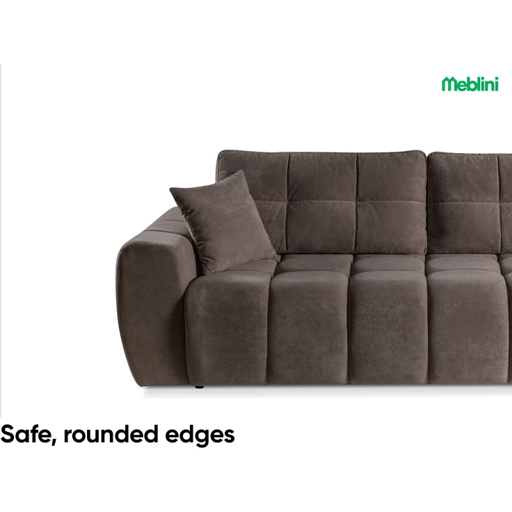 MEBLINI Sofa mit Schlaffunktion – FUTU – 263x105x93cm – Braun Plüsch – Schlafcouch Ausziehbar - Schlafsofa mit Bettkasten - Sofabett - Couch mit Schlaffunktion – Klappsofa – Bild 3