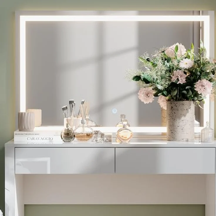 Vichy Schminktisch Annabelle, Weiss Hochglanz mit LED-Spiegel, 110 cm – Bild 4