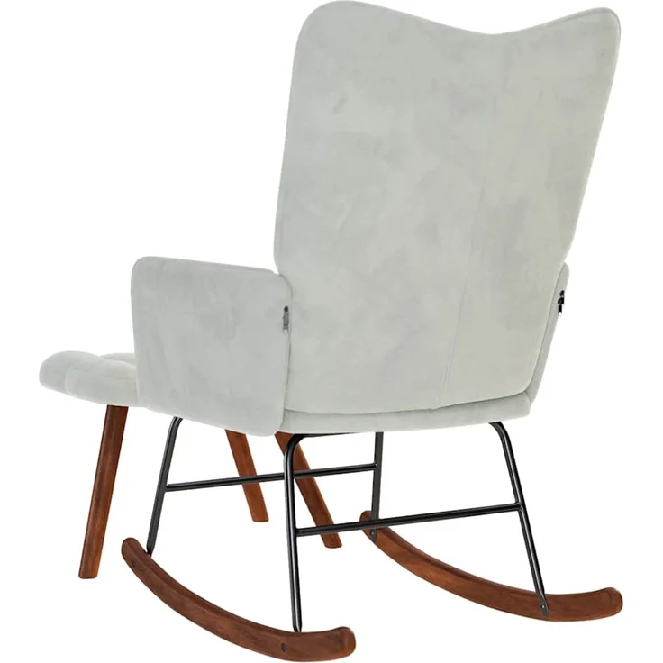 vidaXL Schaukelstuhl mit Hocker Hellgrau Samt 4016843 – Bild 6